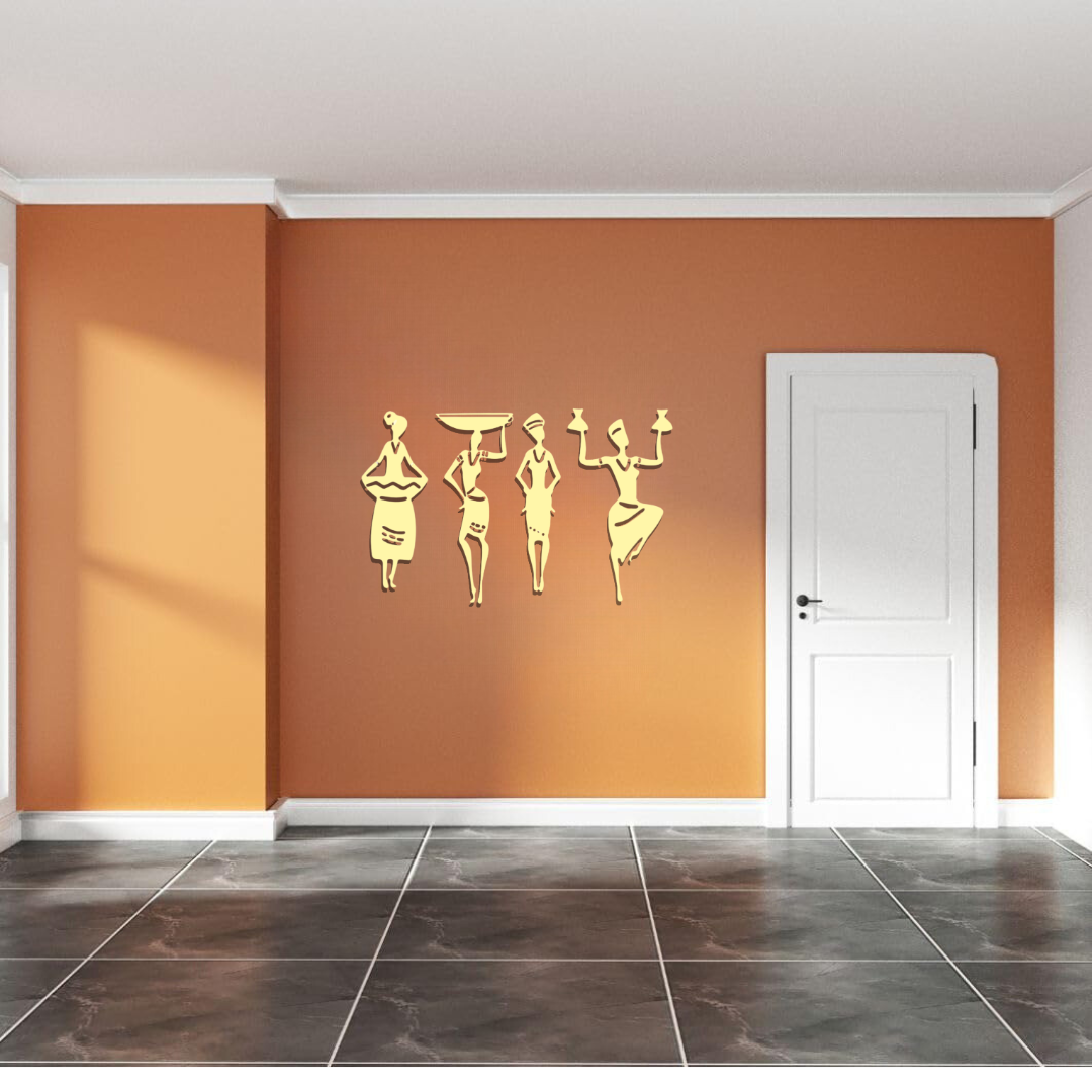 African Woman Working & Dancing Pose Wall Decor – Cultural Silhouette Art view 5