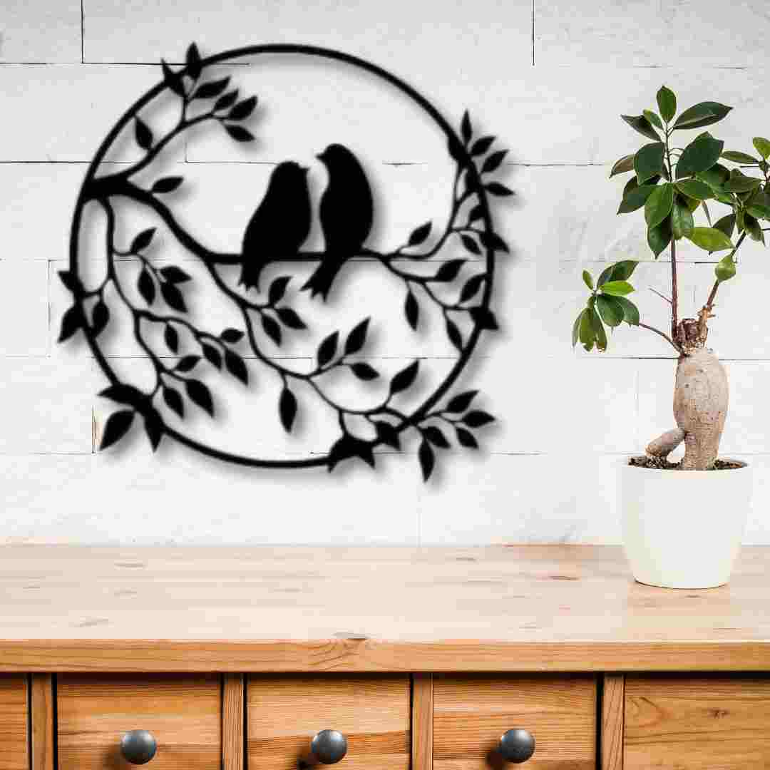 Bird Tree Circular Wall Decor – Nature-Inspired Cutwork Wall Art