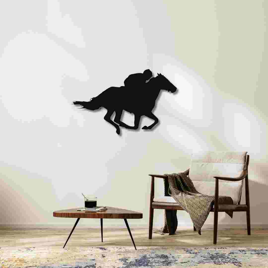 Galloping Horse with Jockey Wall Decor – Dynamic Sports & Equestrian Wall Art view 5
