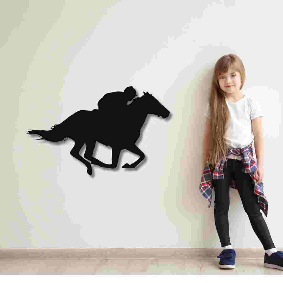Galloping Horse with Jockey Wall Decor – Dynamic Sports & Equestrian Wall Art