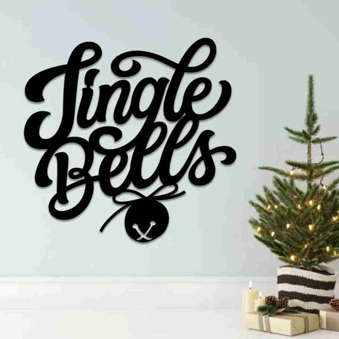 Jingle Bells Script Wall Decor – Christmas Festive Wall Art