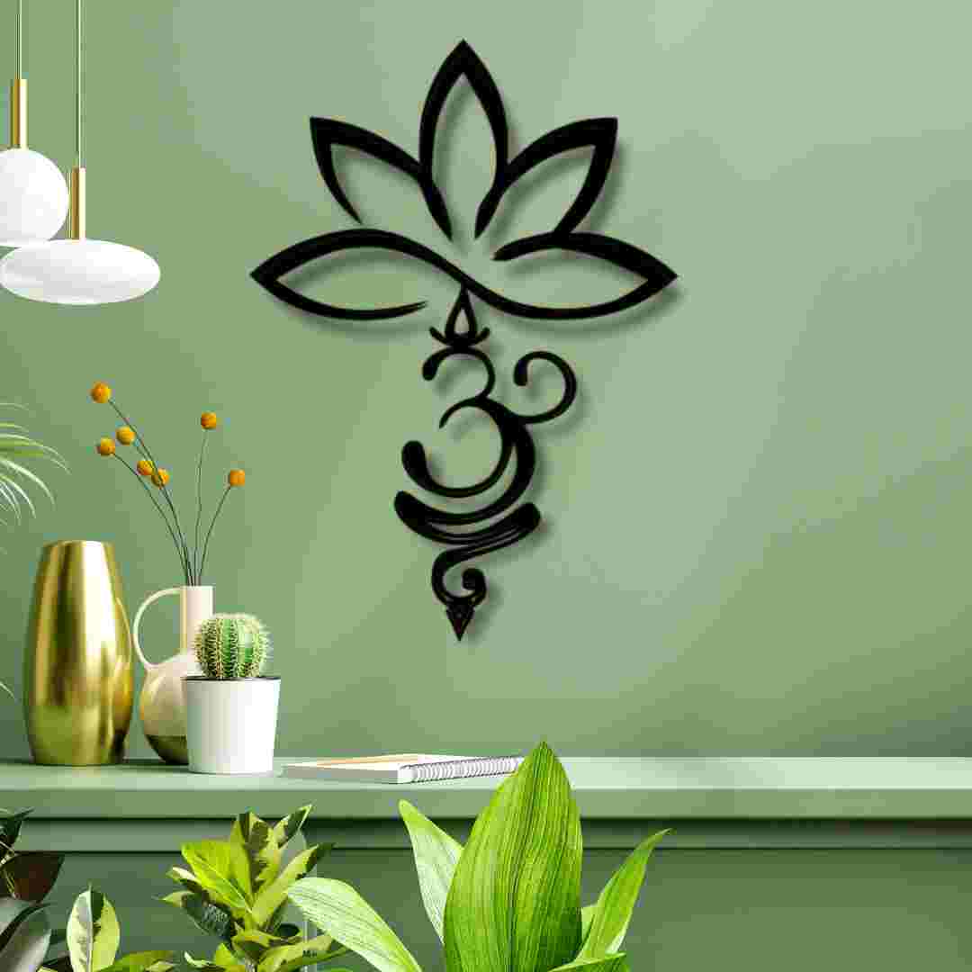Lotus and Om Vertical Wall Decor – Spiritual Yoga Wall Art (2 Piece Flexible Design) view 6