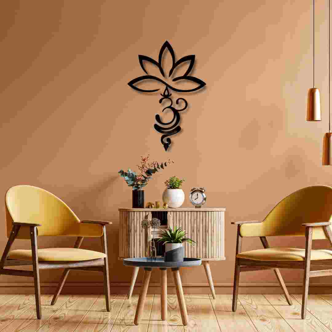 Lotus and Om Vertical Wall Decor – Spiritual Yoga Wall Art (2 Piece Flexible Design) view 3
