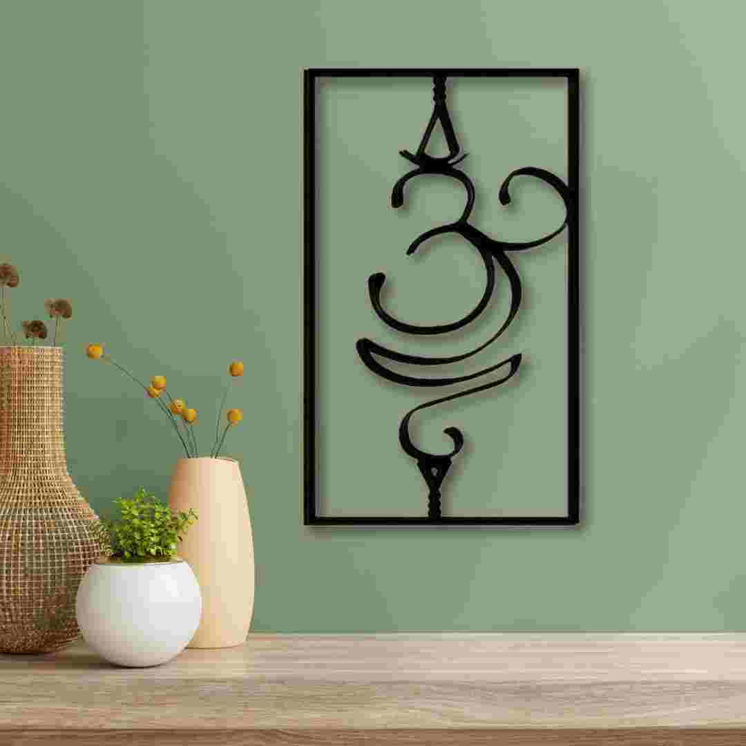 Om Yoga Symbol Wall Decor – Rectangular Frame Spiritual Wall Art