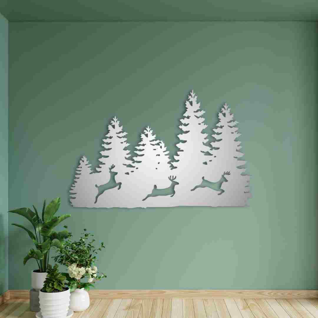 Three Forest Deers Wall Decor – Nature Wildlife Wall Art view 3