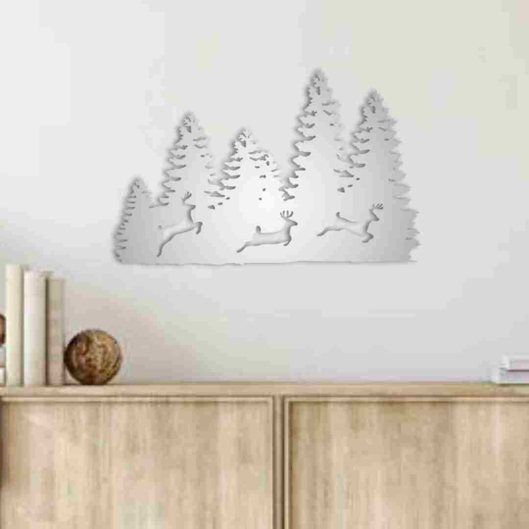 Three Forest Deers Wall Decor – Nature Wildlife Wall Art view 2