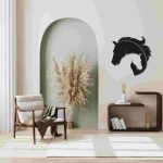 Entangled Feather-Haired Horse Heads Wall Decor – Artistic Dual Horse Design - Image 13