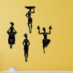 African Woman Working & Dancing Pose Wall Decor – Cultural Silhouette Art - Image 14