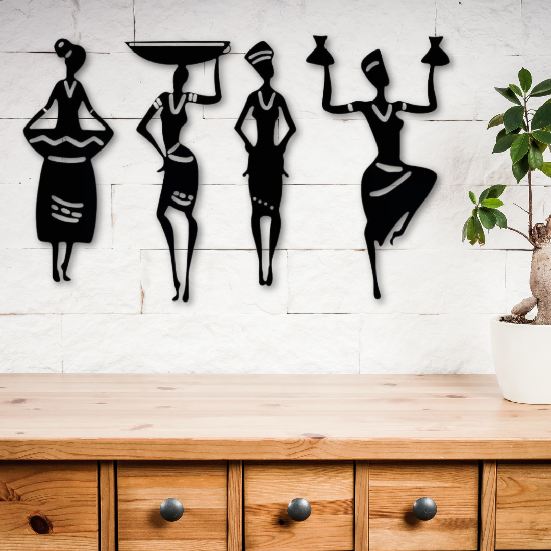 African-Woman-Working-Dancing.png African Woman Working & Dancing Pose Wall Decor – Cultural Silhouette Art - Image 1