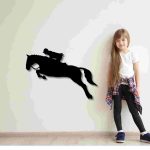 High-Jumping Horse with Jockey Wall Decor – Equestrian Sports Wall Art
