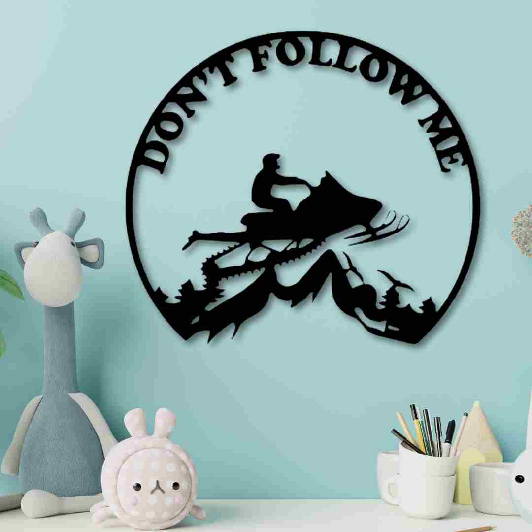 Snowmobiler-Dont-Follow-Me-21.jpg Snowmobiler Circular Ring Wall Decor – “Don’t Follow Me” Adventure Wall Art - Image 1